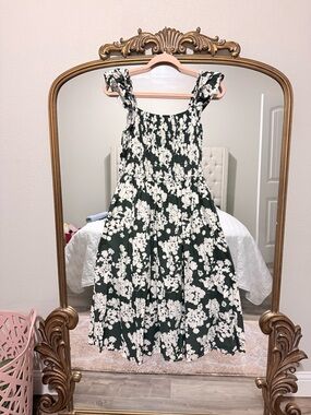 Green Floral Smocked Sundress